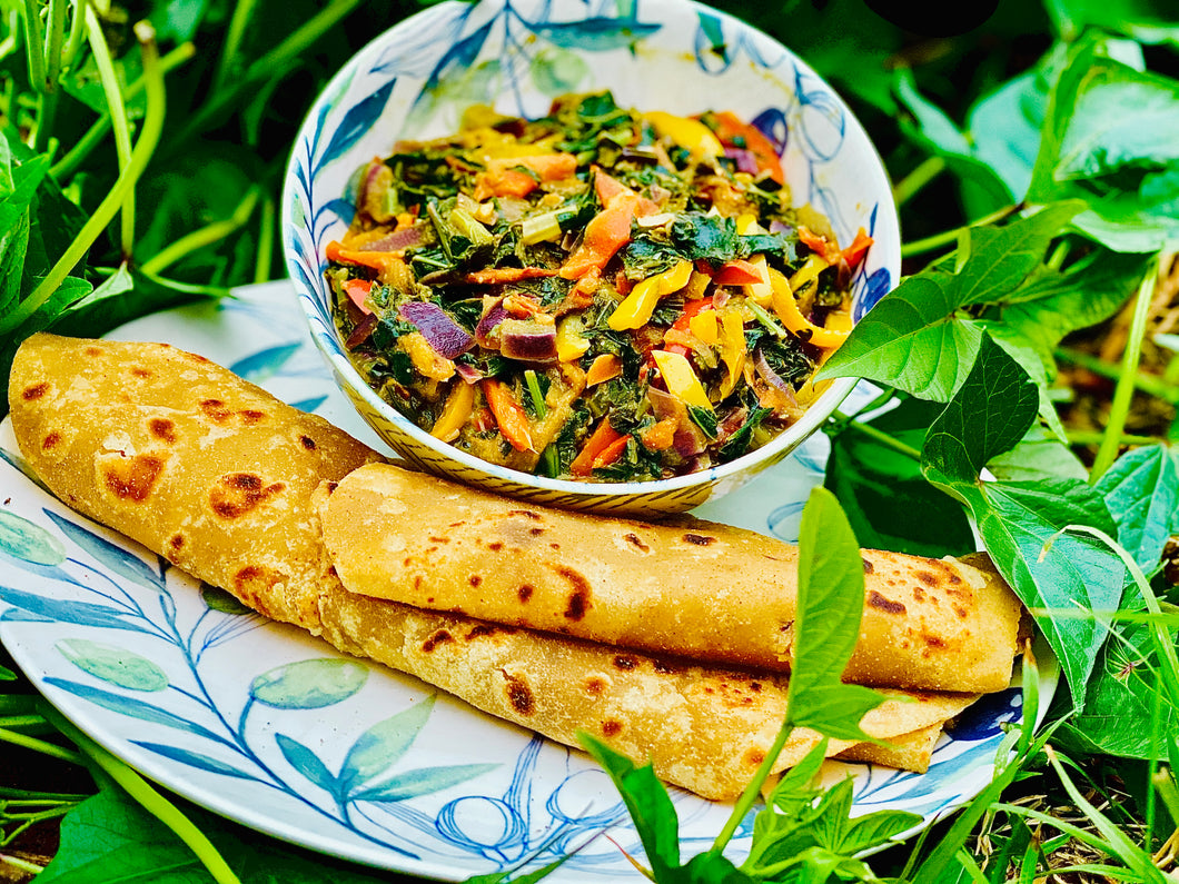 S Potatoe leaves Stir-fry & Chapatti